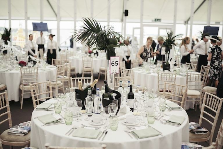 the tattenham straight marquee at the derby festival