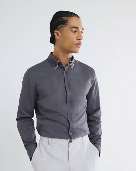 Grey Slim Fit Double Collar Shirt (1).jpg