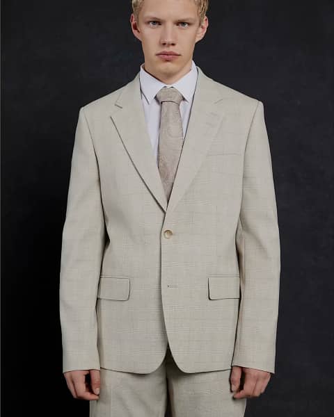 Beige Check Slim Suit Jacket (1).jpg